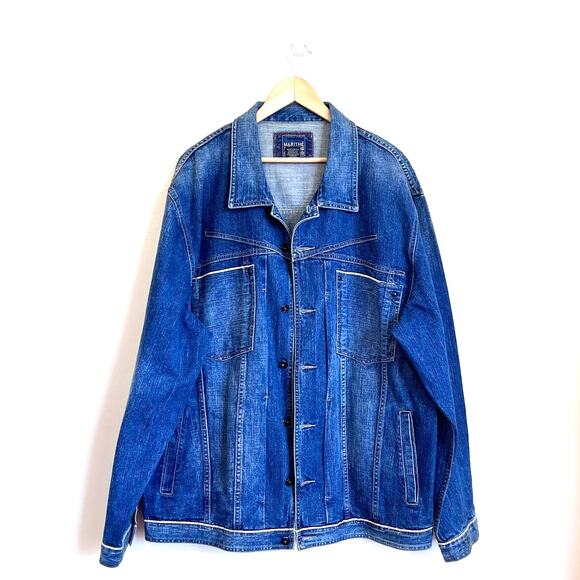 Vintage Y2K Marithe Francois Girbaud Mens Jacket Size 3XL Blue Denim Oversized - Picture 1 of 9